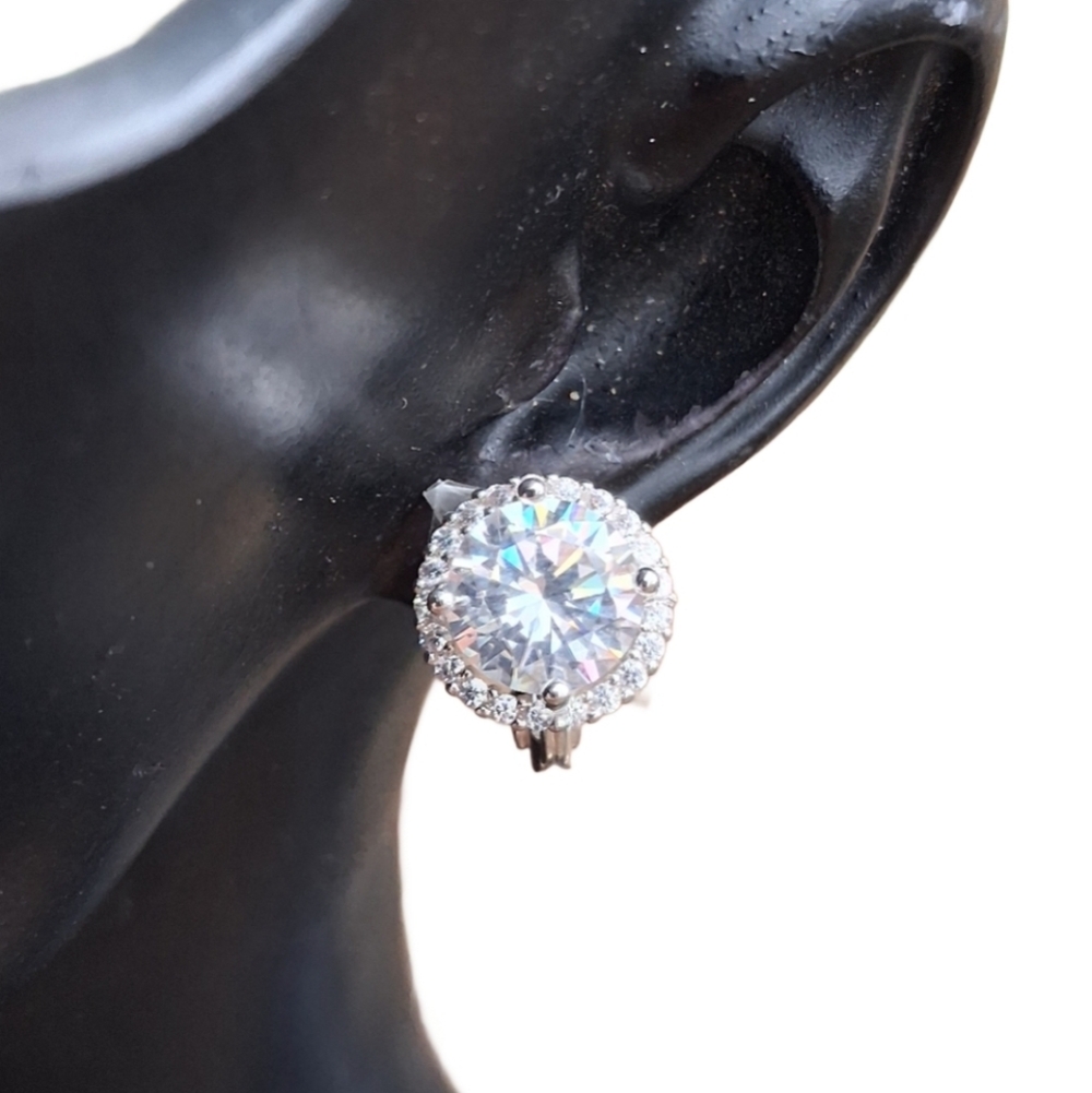 Tjg Statement Stud Large Cz Halo Clip-Back Earrings